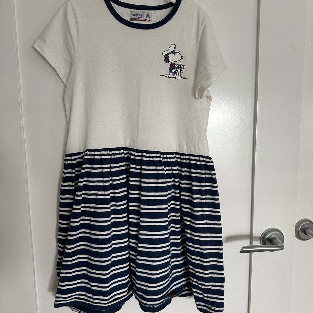 Petit Bateau Kids Dress - White and Navy Striped